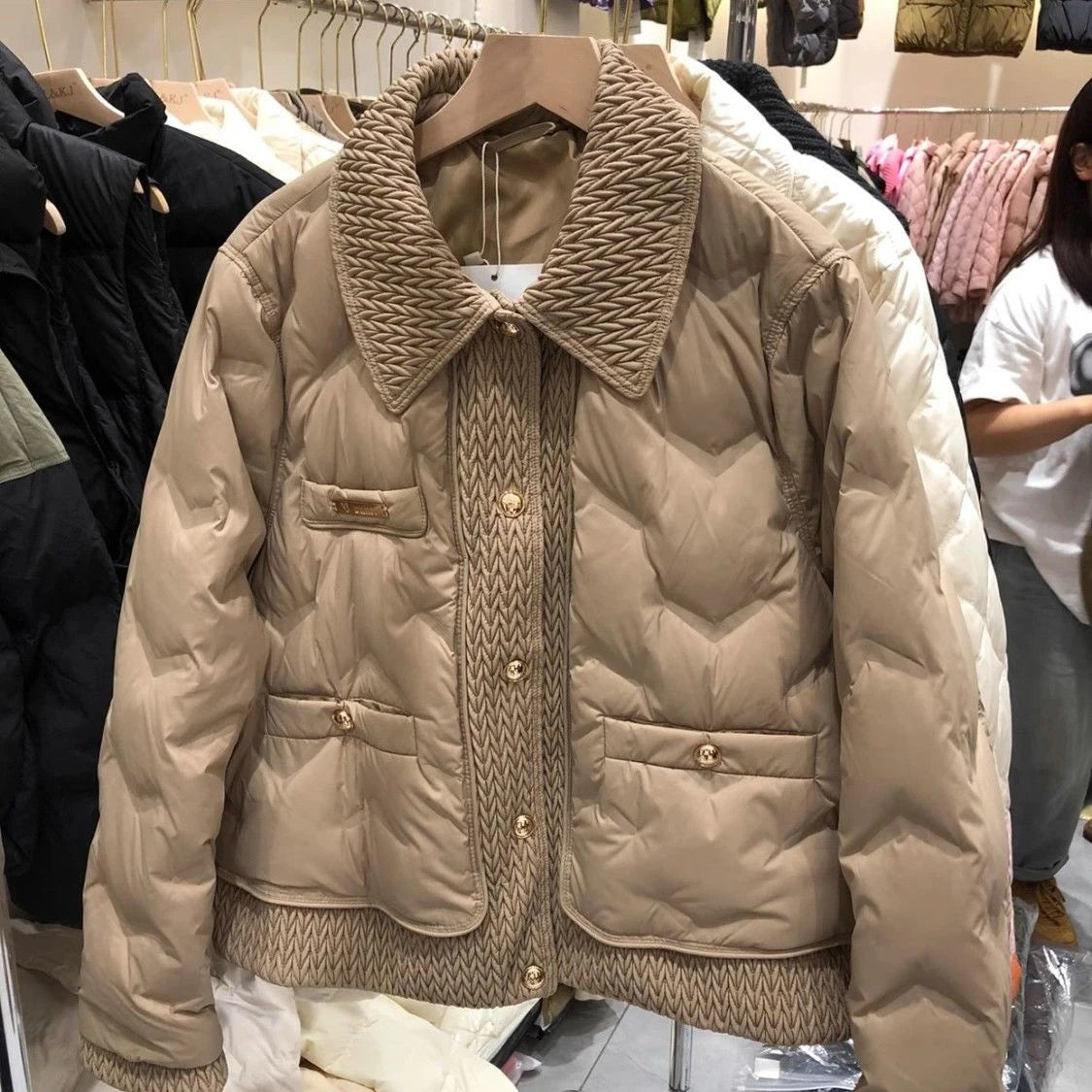 Women Cotton Padded Coats Autumn Winter Lightweight Fashion Turn-down Collar Quilted Jacket Outerwear Female Warm Overcoats