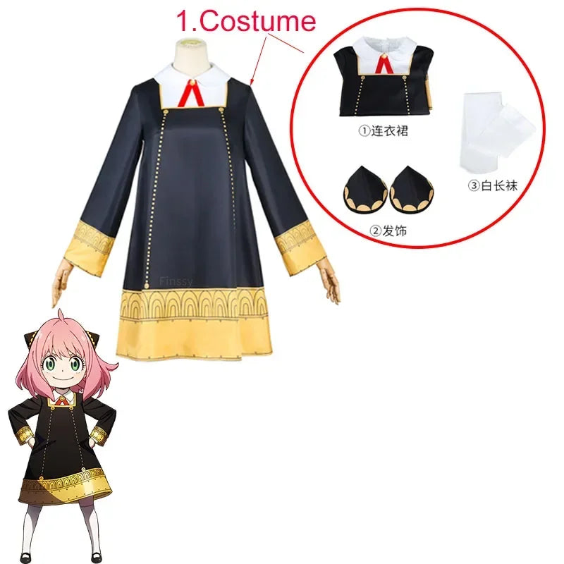 Halloween  X Familie Anya Vervalser Cosplay Kostuum Anime Cosplay   Volwassen Kleding Inclusief Sokken Duivel Hoorn Hoofddeksels