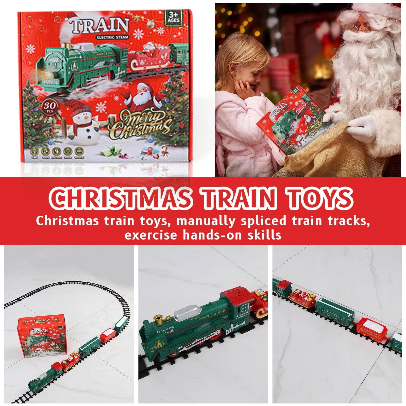 Christmas Train Toys Christmas Realistic Electric Train Set Toys Safe For Kids Gift And Party Home Xmas Tree Decoration