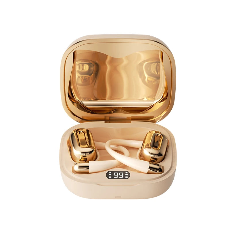 Headphones Plated Digital Stereo Movement Ear-deaf Bone Conduction Wireless Hanging Ear Game Long Battery Life With Mic Earphone