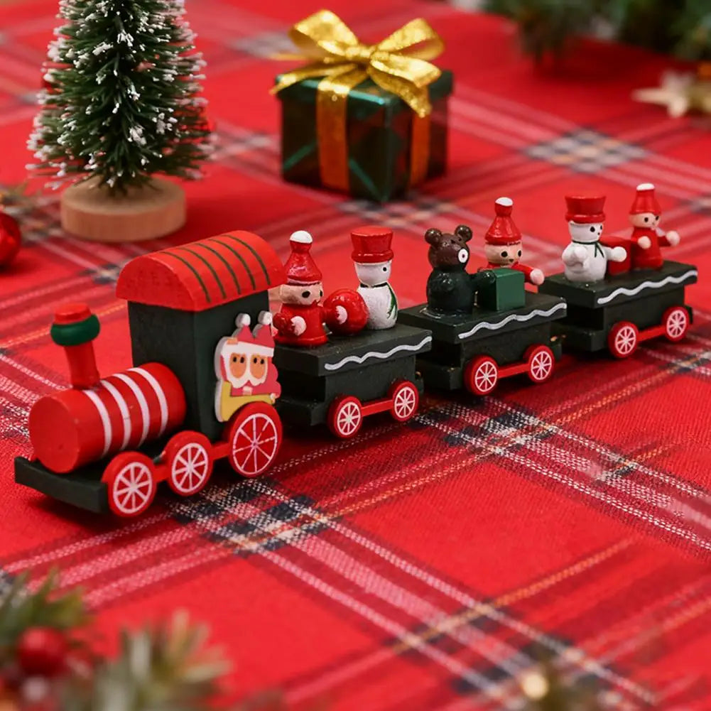 Christmas Wooden Train Merry Christmas Decorations For Home Cristmas Party Ornament Xmas Navidad Noel Gifts Happy New Year
