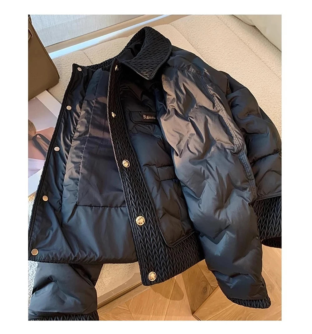 Women Cotton Padded Coats Autumn Winter Lightweight Fashion Turn-down Collar Quilted Jacket Outerwear Female Warm Overcoats