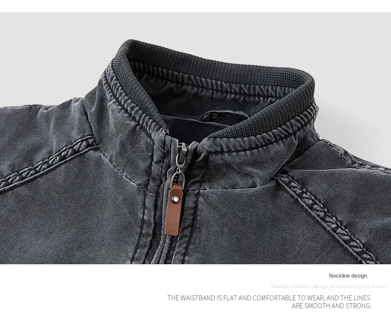 Men Denim Jacket Retro Fashion Cotton Slim Fit Vertical Collar Motorcycle Jackets Autumn 2025 Man Jeans Coats Plus Size Clothes