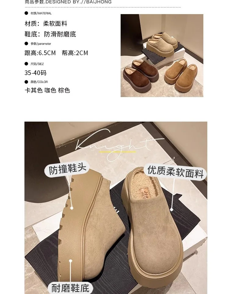 Shoes Woman 2025 House Slippers Platform Pantofle Cover Toe Winter Footwear New Slides Female Shoes Womens Slippers Outdoor Plat