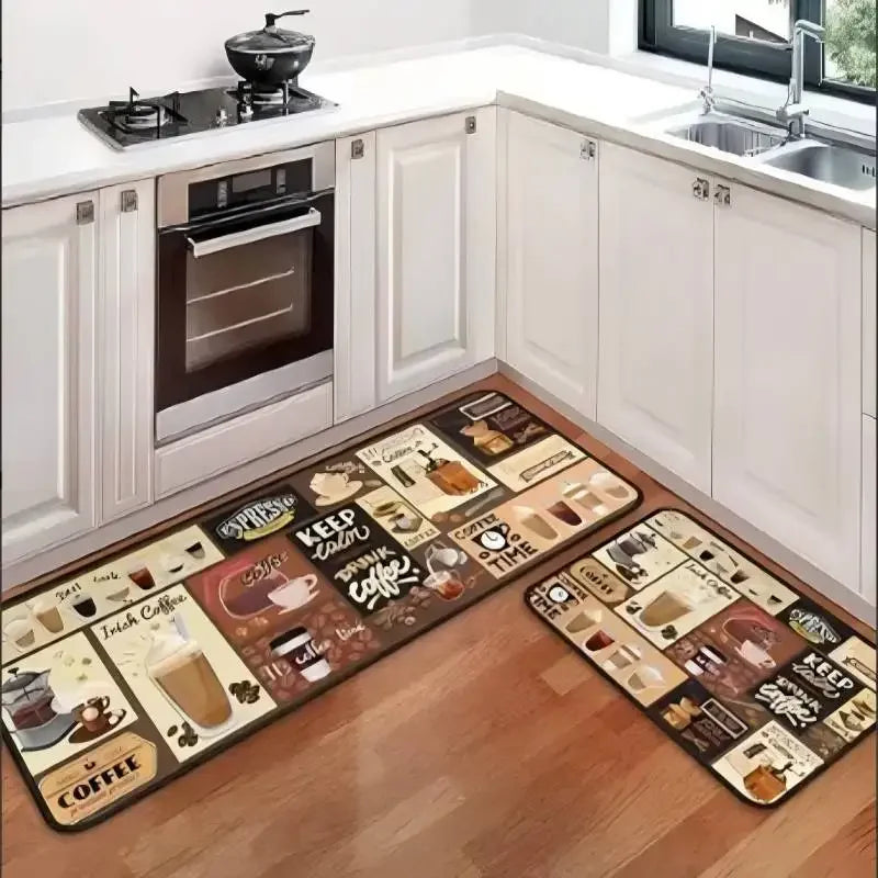 Kitchen Cutlery Knife and Fork Theme Washable Stain-resistant Foot Mat Carpet Kitchen Living Room Entrance Door Mats