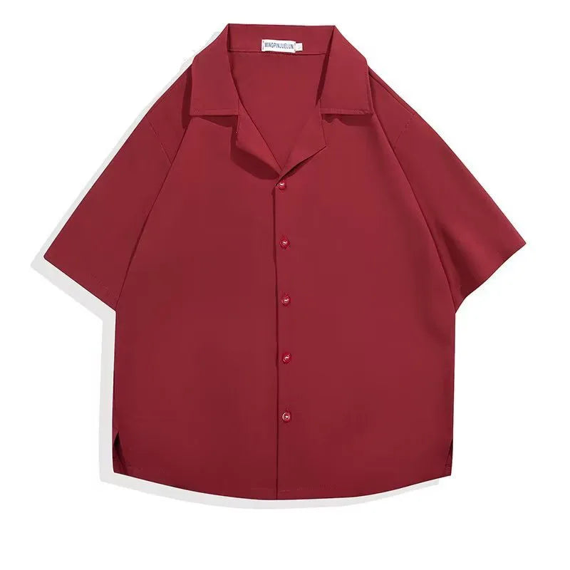 Men's Casual Shirts for Summer - Short Sleeve Loose Fit Tops in Solid Colors, Breathable and Cool Clothes