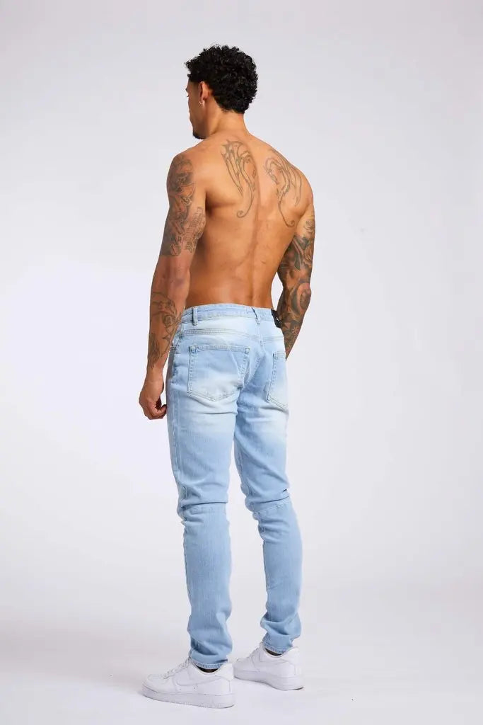 2025 New style denim men's pants, Instagram trend, black slim-fit high-waisted denim jeans for men