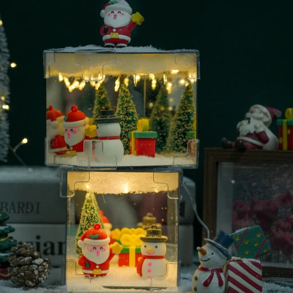 Christmas Gift Decoration Ornament Santa Claus DIY Creative Handmade Materials Nightlight Child New Year Gift Home Decor