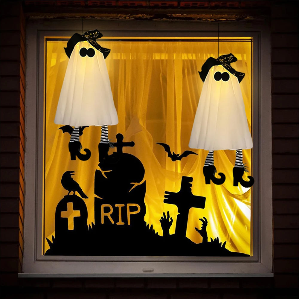Halloween LED Light Up Witch Ghost for Halloween Party Home Indoor Outdoor Yard Decoration Scary Hanging Ornaments Gift