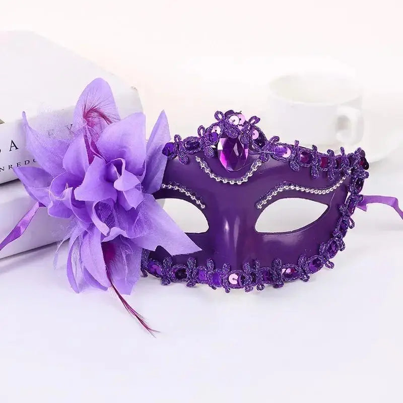 Halloween Princess Half Face Mask Mask Makeup Ball Lily Flower Mask Party Princess Sexy Half Face Mask Stage Performance Mask