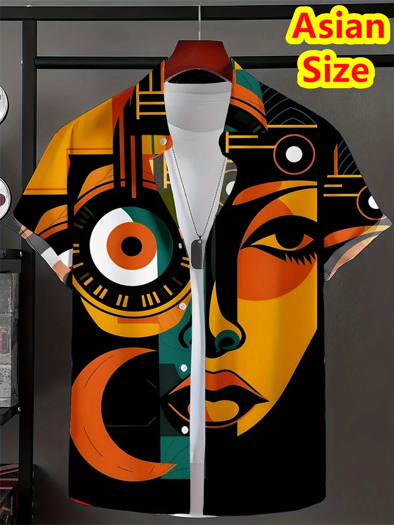 Abstract Men's Shirts Streetwear Beach Male Shirt Short Sleeve Cool Skull 3d Hawaiian Shirt Man 2025 New Tops Women Hip Hop Tops