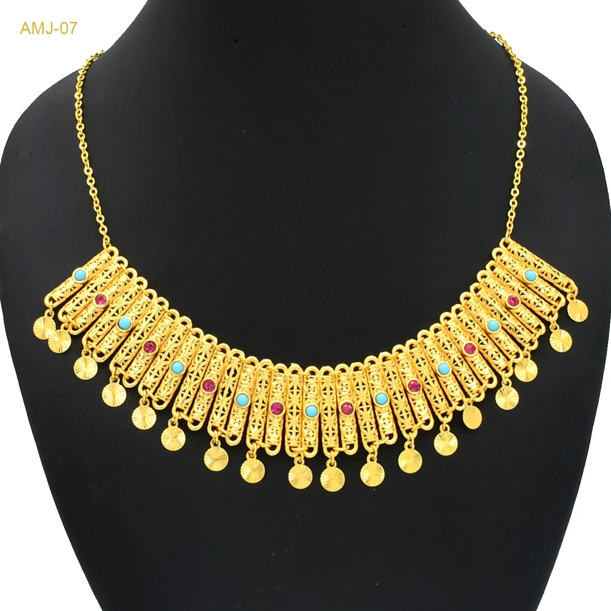 ANIID Dubai 24K Gold Plated Tassel Necklace For Women Bride Crystal Jewellery Italian Wedding African Party Gifts Wholesale