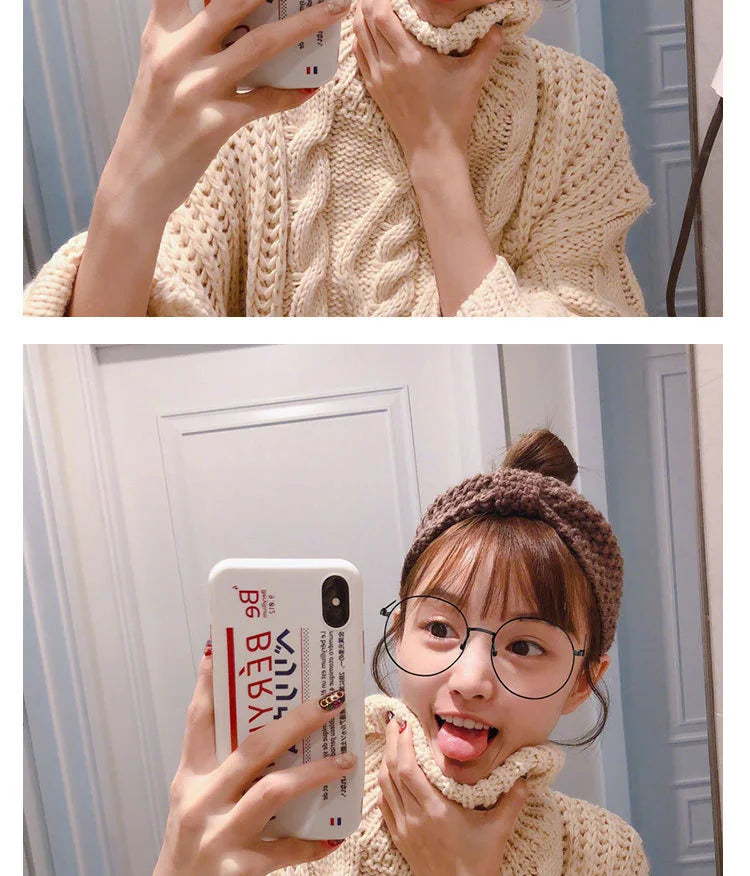 Winter Warm Knit Headbands For Women Knotted Crochet Elastic Hair Band Bandanas Handmade Turban Headwear Hair Accessories