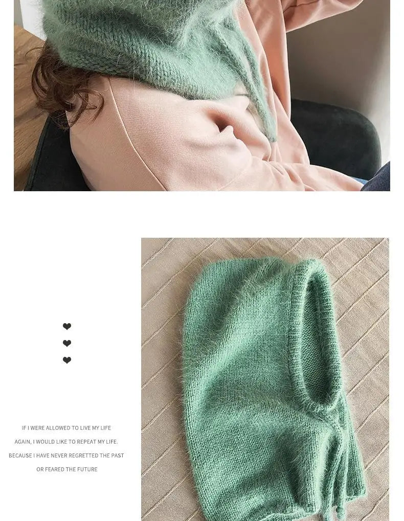 Winter Hats for Women Girls Warm Hooded Scarf Beanie for Female Youth Balaclava Kniting Skull Cap Ear Flap