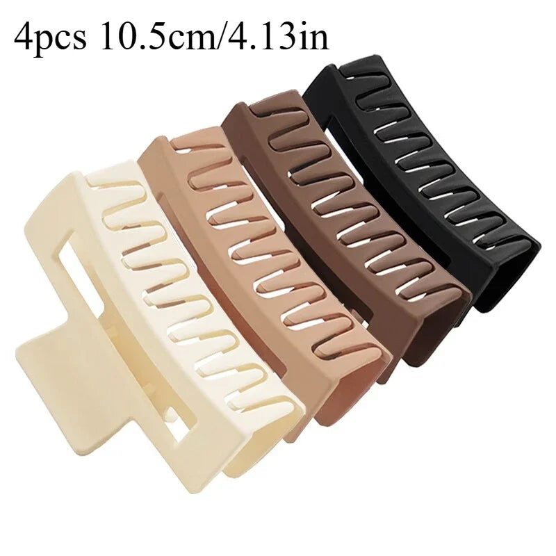 Fashion Hair Accessories Gifts 4Pcs Set Women Girls Claw Clips Coffee Black Hair Claw Nonslip Crab Hairpins Barrette