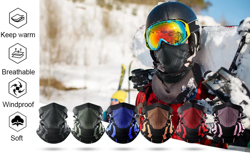 Winter Ring Tube Soft Bandana Mask Neck Gaiter Scarf Skiing Snowboard Windproof Half Face Cover Warmer Scarves Hood Women Men