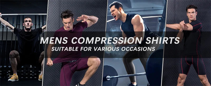 Print Compression Shirts for Men Gym Workout Athletic Quick Dry Tshirts Tops Training Running Baselayers Undershirts Rash Guard