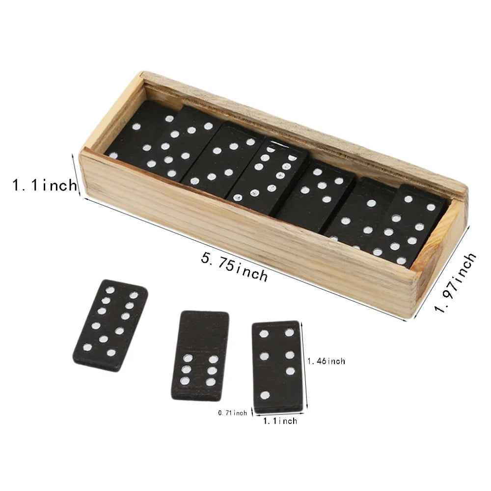 1set  Wood Domino Blocks Kits Domino Board Games Travel Funny Table Game Domino Toys For Kid Children Educational Toys Gifts