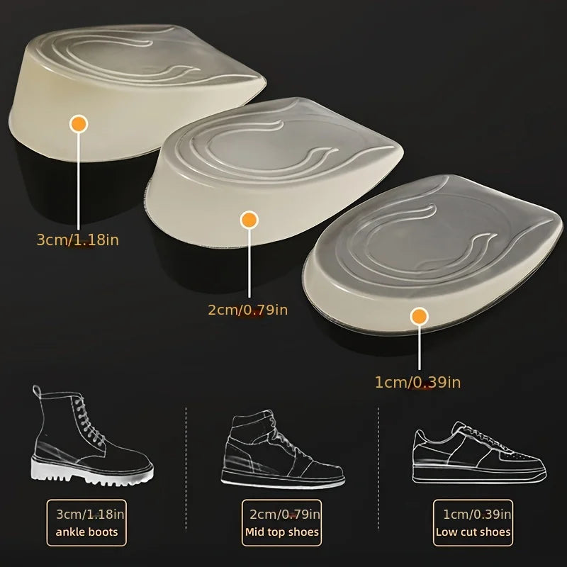 Silicone Gel Height Increase Insole Heel Lifting Inserts Shoe Foot Care Protector Elastic Cushion Arch Support Insert for Unisex