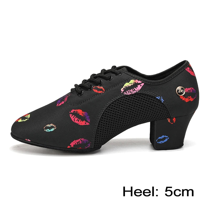 Women Dance Shoes Black Modern Ballroom Salsa Dancing Shoes Boys Latin Jazz Training Shoes Adults Tango Dance Sneakers Men
