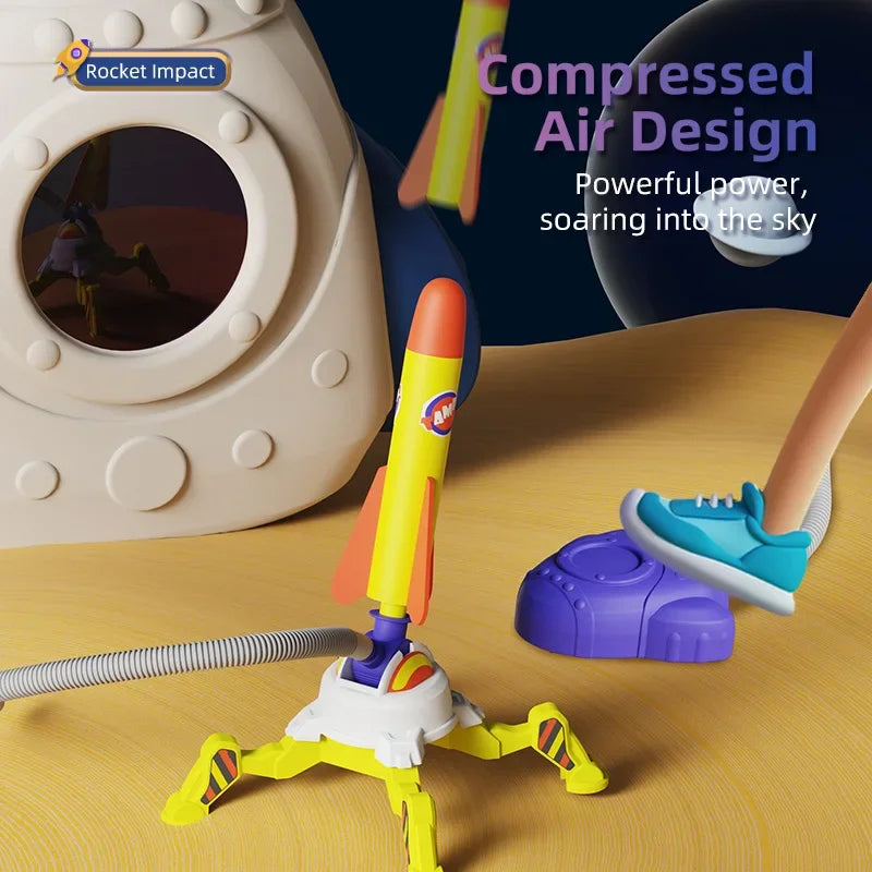 Kid Air Rocket Foot Pump Launcher Toys Sport Game Jump Stomp Outdoor Child Play Set Toy Pressed Rocket Launchers Pedal Games Toy