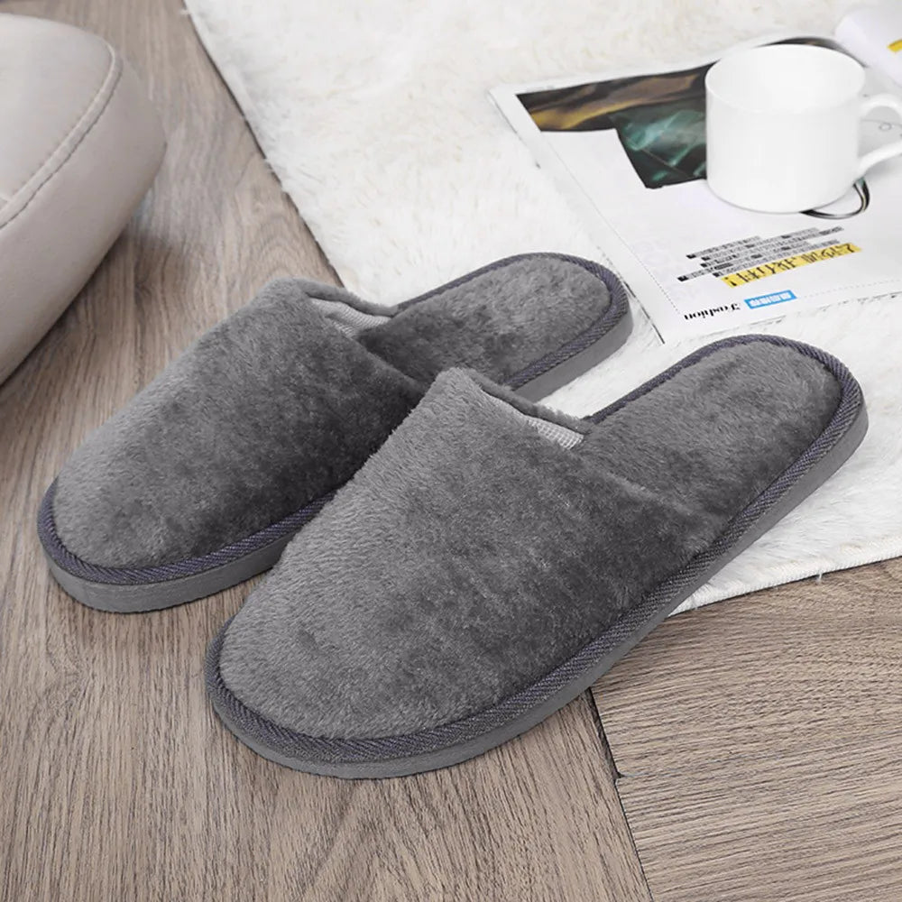 Winter Men Warm Slippers Home Simple Soft Slippers Indoors Comfortable Flat Heel shoes Anti-slip Floor Bedroom Shoes