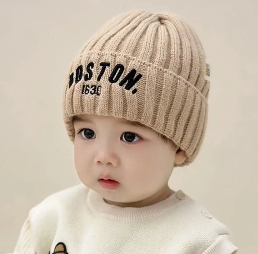 Winter Baby Hat Fashion Letter Pattern Knit Beanie Warm Cap for Infant Newborn Cold Weather Beanie Kid Accessories