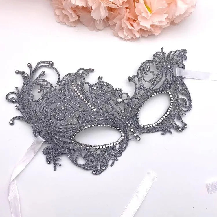 Halloween Makeup Ball Adult Lace Mask With Acrylic Diamond, Gold Silver Phoenix Mask, Women's Sexy Party Princess Half Face Mask