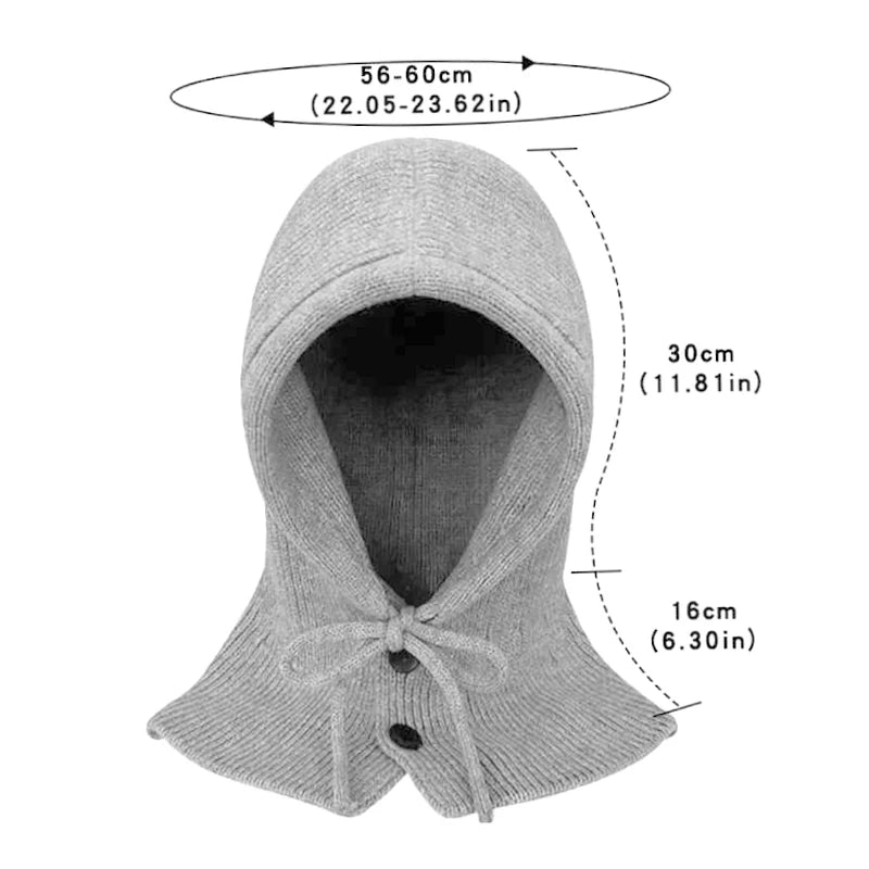 Fashion Winter Hats Scarf Set Wool Knitted Hooded Caps Balaclava Neck Warmer Scarf Shawl Gothic Pullover Hat Beanies Bonnet