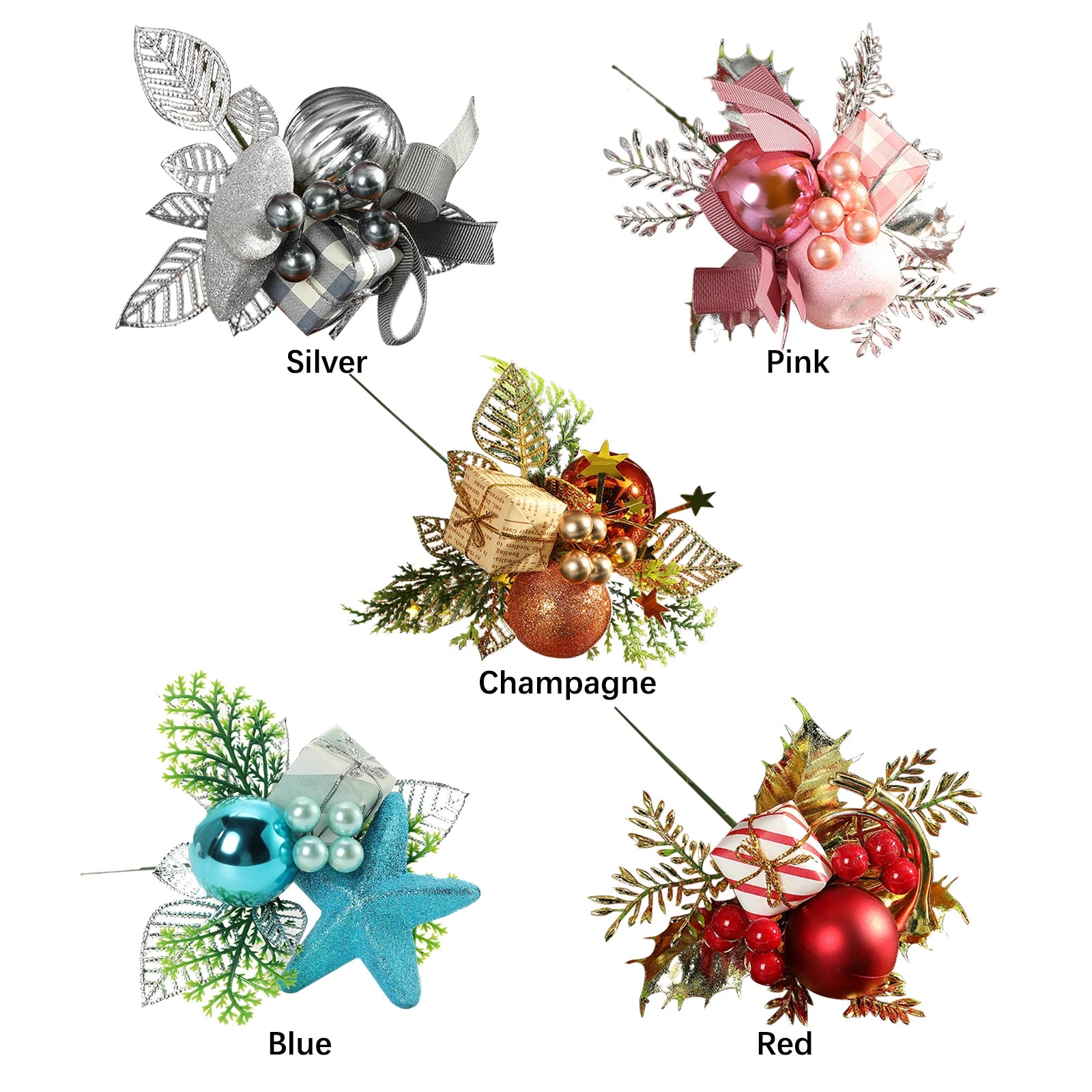 Christmas Decor Picks Artificial Foam Pine Branch Berry Cuttings Ornament Xmas Festive Party DIY Supplies