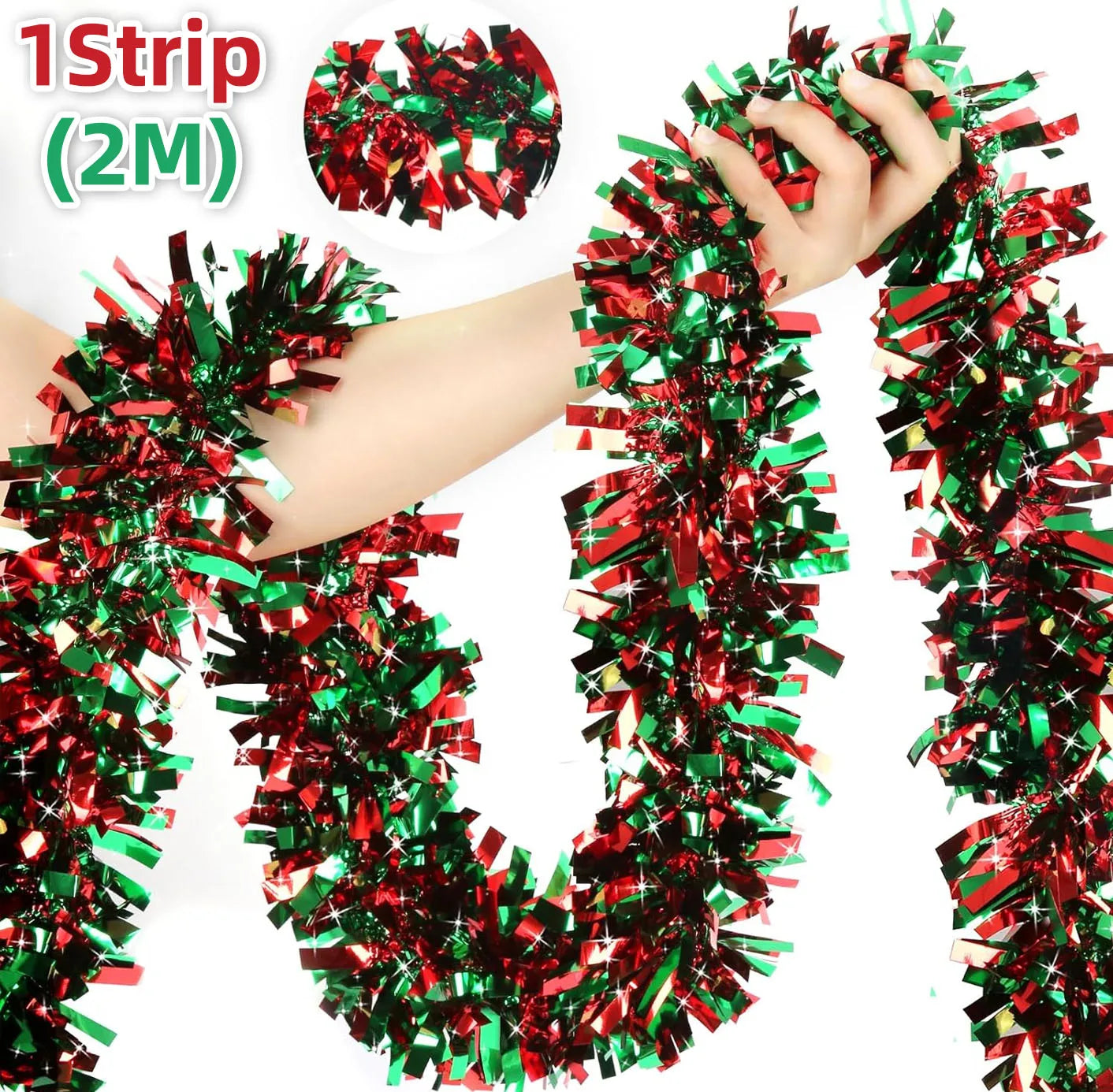 Christmas Tinsel Garlands Decoration Bar Tops Red Green Wreath Xmas Tree Ornaments Party Home Staircase Decor Pendant Prop