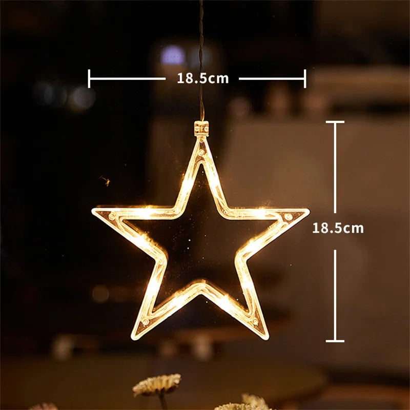 Christmas LED Light Snowflake Santa Hanging Sucker Lamp Window Ornaments Decoration for Home Xmas Navidad 2023 New Year Decor