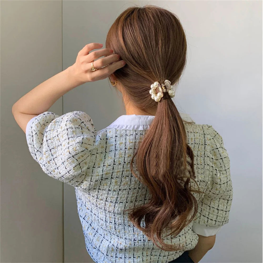 1PC Elegant Pearls Beads Hairpin for Women Headwear Horsetail Hair Clips Hair Crab Accessories Fashion Geometric Hair Claw