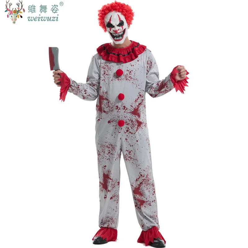 Halloween Carnival Makeup Party Bloody Clown Killer Costume Cosplay Horror Fear Strange Style Stage Performance Fancy Costume