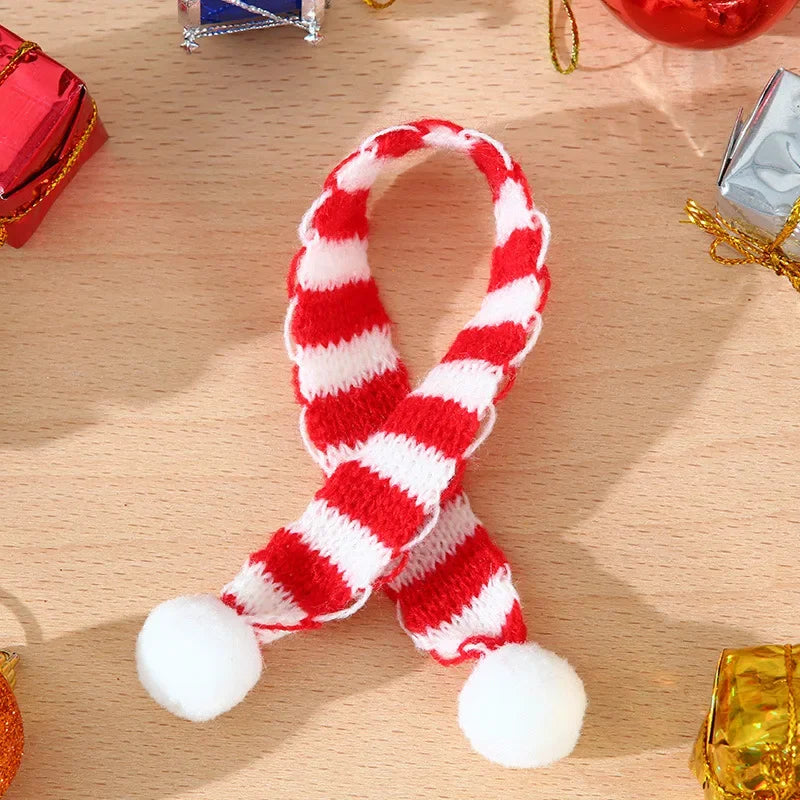Christmas Decoration  Mini Knit Hat Mini Christmas Scarf Set Knitting Craft Doll Hats Jewelry Making Hair Decoration New year