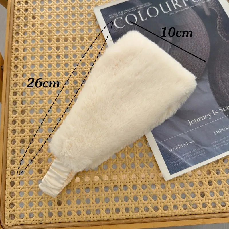 Winter Wide Headband Rabbit Fur Hairband Elastic Windproof Warm Ear Protection Women Hair Accessory for Cold Weather Styling