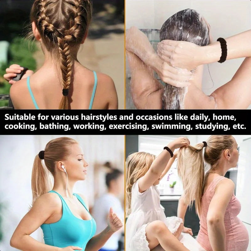 New 50PCS/Set Women Girls Candy Colors Nylon Basic Scrunchie Hair Tie Ponytail Hold Hair Rubber Bands Fashion Hair Accessories