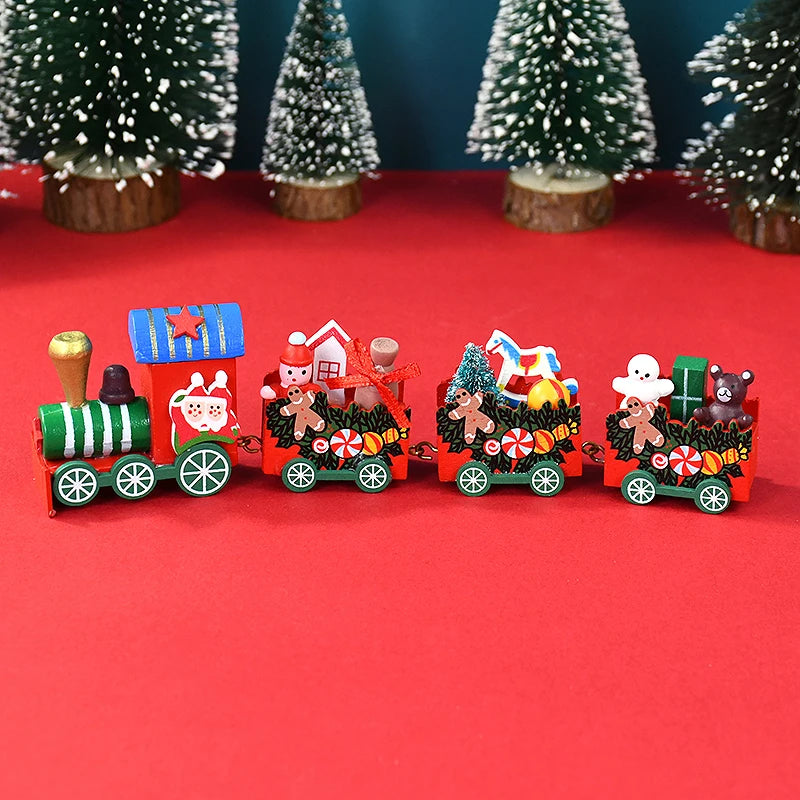Christmas Wooden Train Merry Christmas party Decorations Home Desktop Ornament Xmas Navidad Noel Kids Gift New Year 2025 Gifts