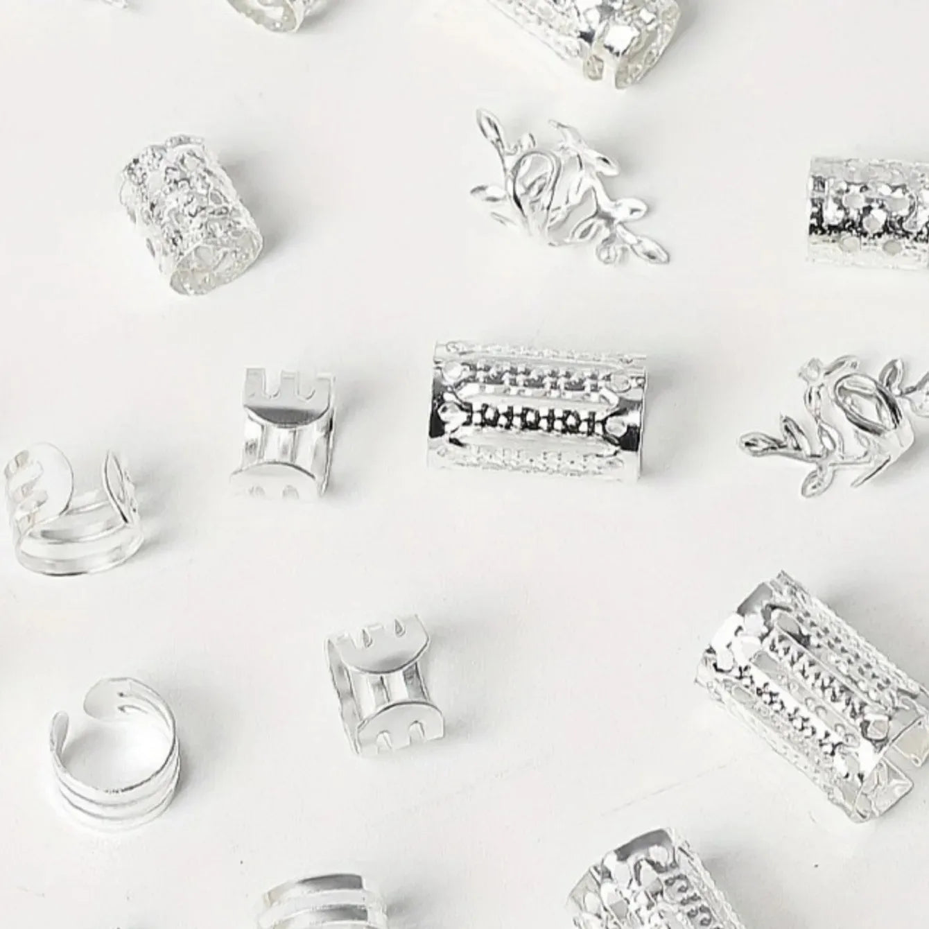 40PCS/Set Women's Elegant Hollow Hair Rings Set with Various Patterns DIY Hair Accessories for Girls Loc Hair Jewelry for Braids