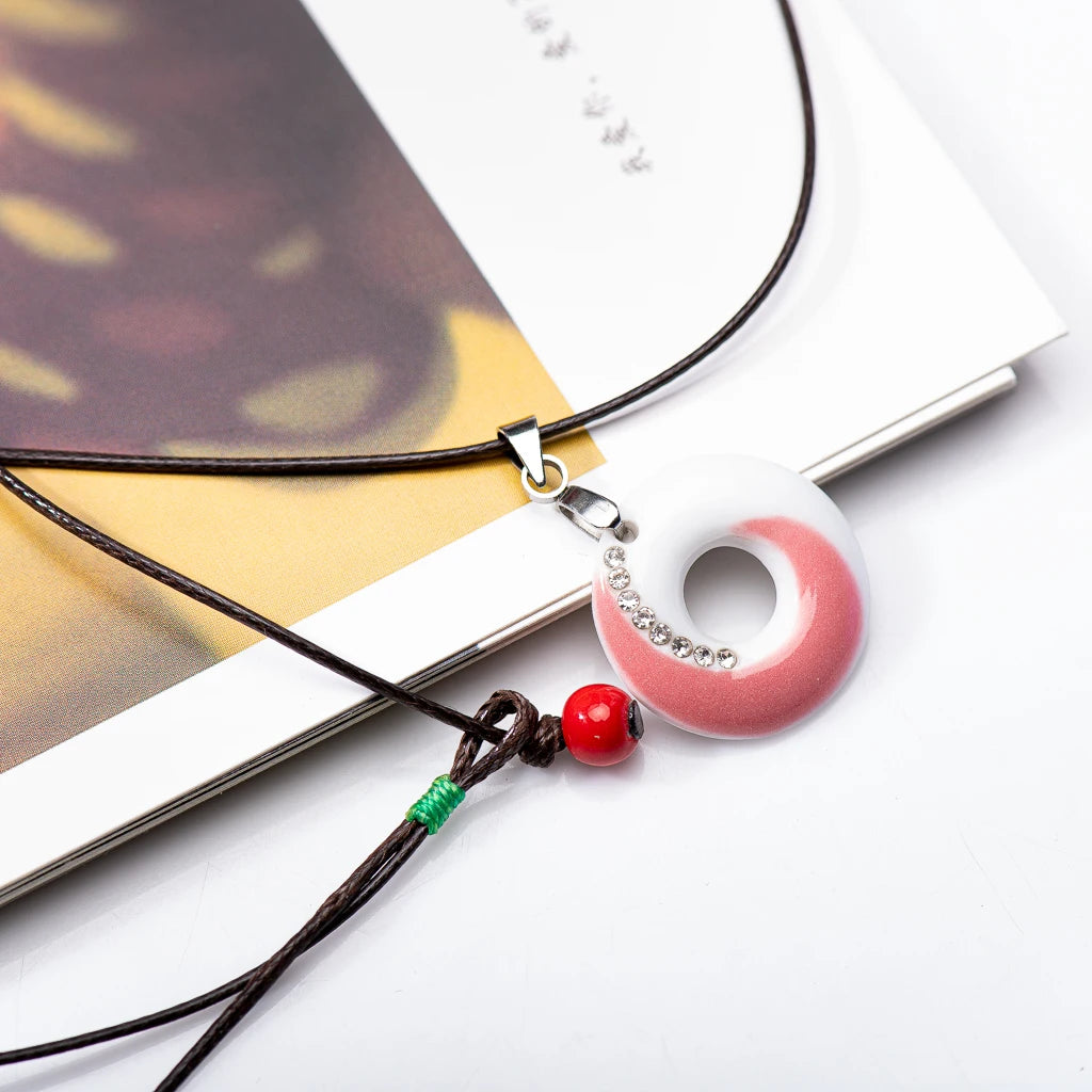Porcelain Ring and Choker Necklace Jewellery Porcelain Jewelry Pendant Handmade For Women Girl Gift XN709