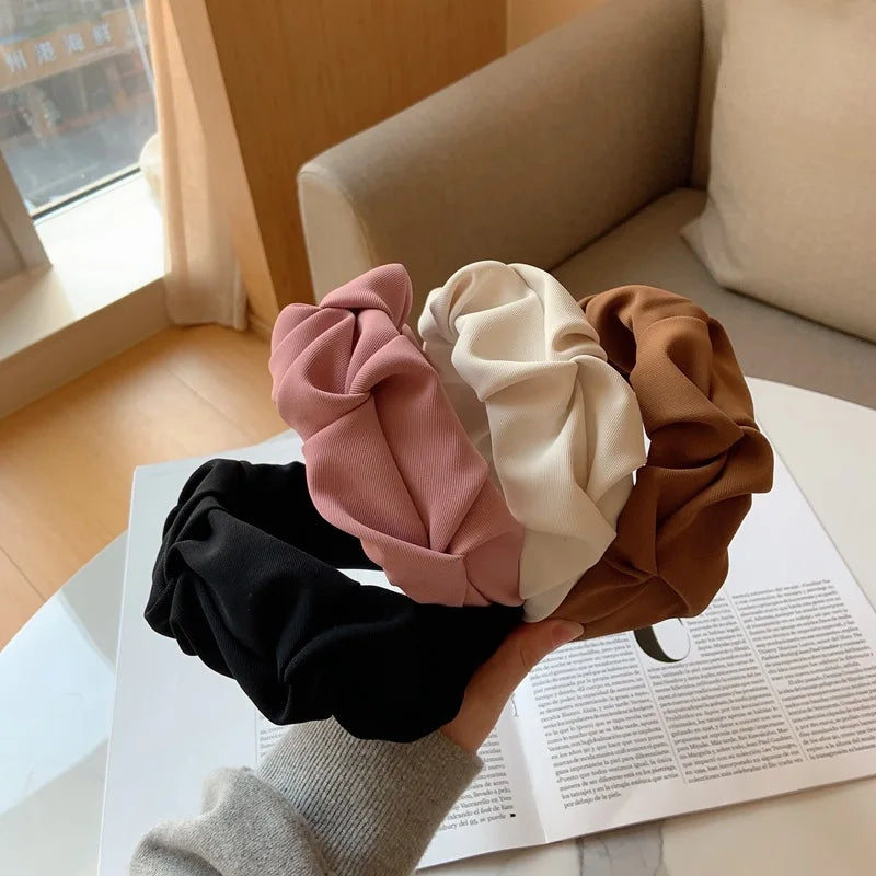 2023 New Fashion Women Girls Hair Accessories Wide Side Classic Hairband Solid Color Casual Headband Adult Headdress