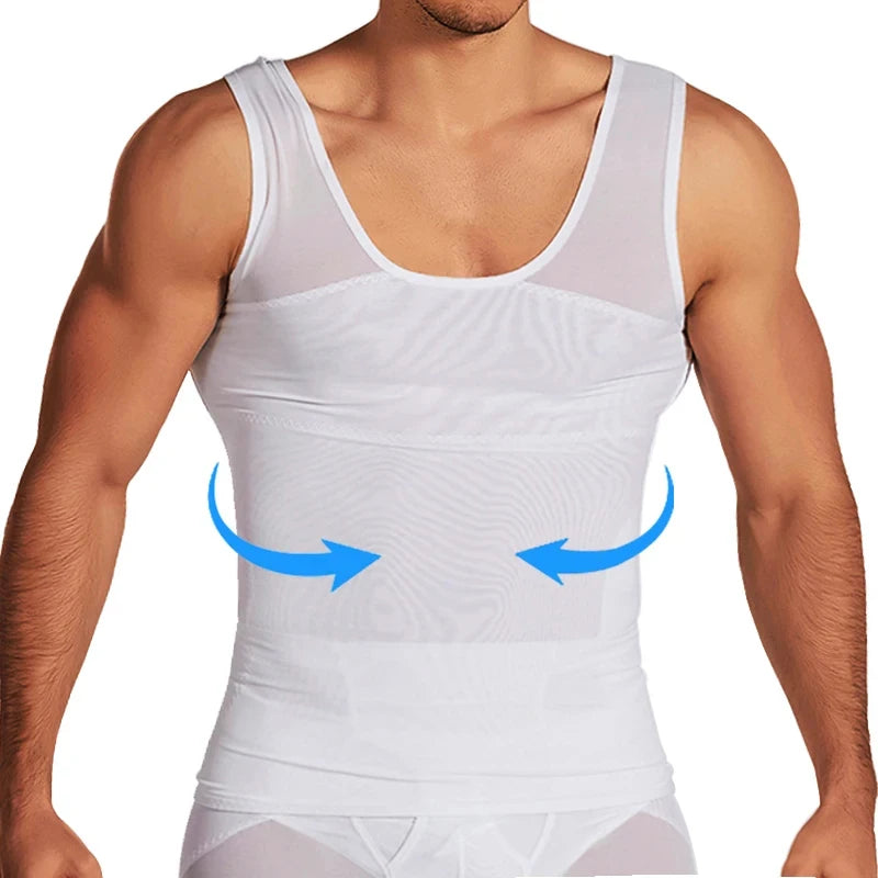 Compression Shirts for Men Slimming Undershirt Body Shaper Fitness Tank Tops Workout Sleeveless Shapewear Vest Mesh Cross Tops