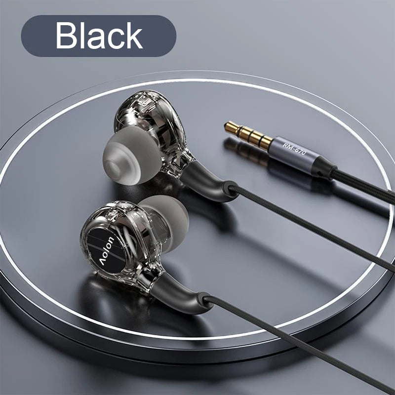 2025 Newest Wired Earphone With Microphone Hifi Music Monitor Bass Headphones Noise Cancelling Headset For Sport Gaming Earbuds