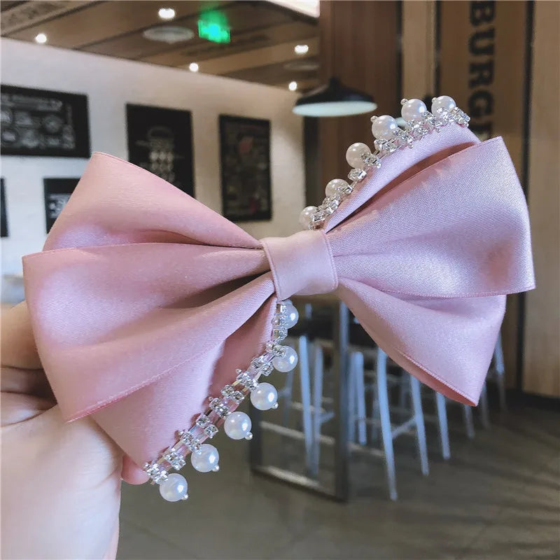 Korean Hair Accessories Fashion Women  Clip with Chain Tassel Pearl and Bow  Spring Barrette  Rhinestone  Pin