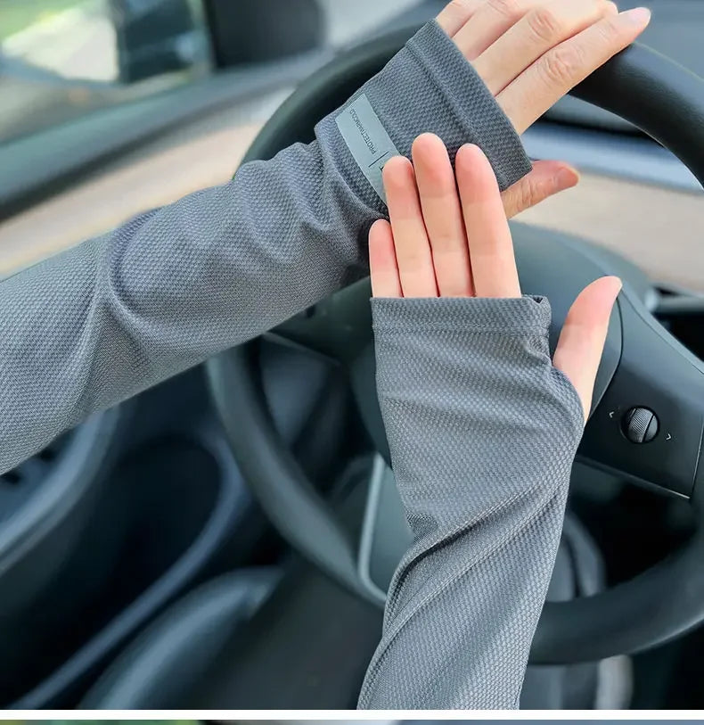 Large Size Ice Sleeves for Men's Sun Protection Japanese Summer Outdoor UV Protection Loose Arm Sleeves Driving Outdoor Gloves