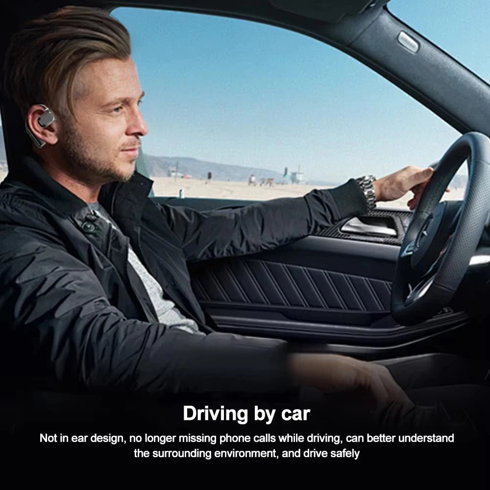 LED Single Earphones Long Standby Business Headphones Waterproof Mono Headset Outdoor Call Bluetooth 5.3 Wireless Earbuds