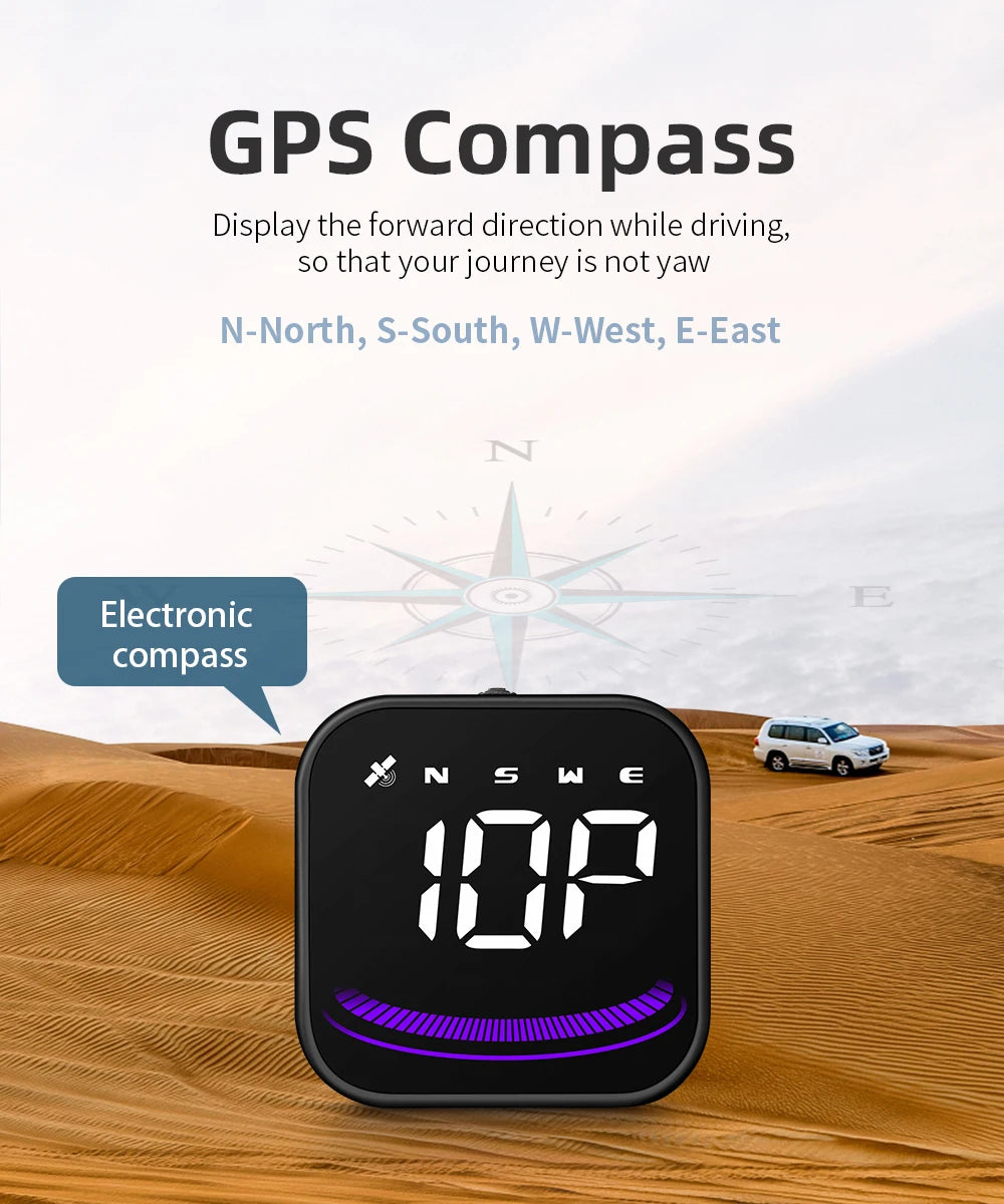 AD G4 GPS Smart Gauge Head Up Display LED Auto Speedometer With Alarm Reminder KMH MPH Compass  Car Accessories for All Car