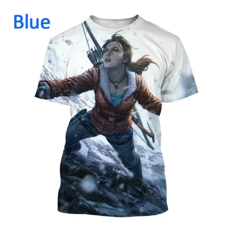Men T Shirt Classic Video Game Tomb Raider Graphic T-shirt Personality Harajuku Street Oversized T Shirt Unisex Tops Clothing