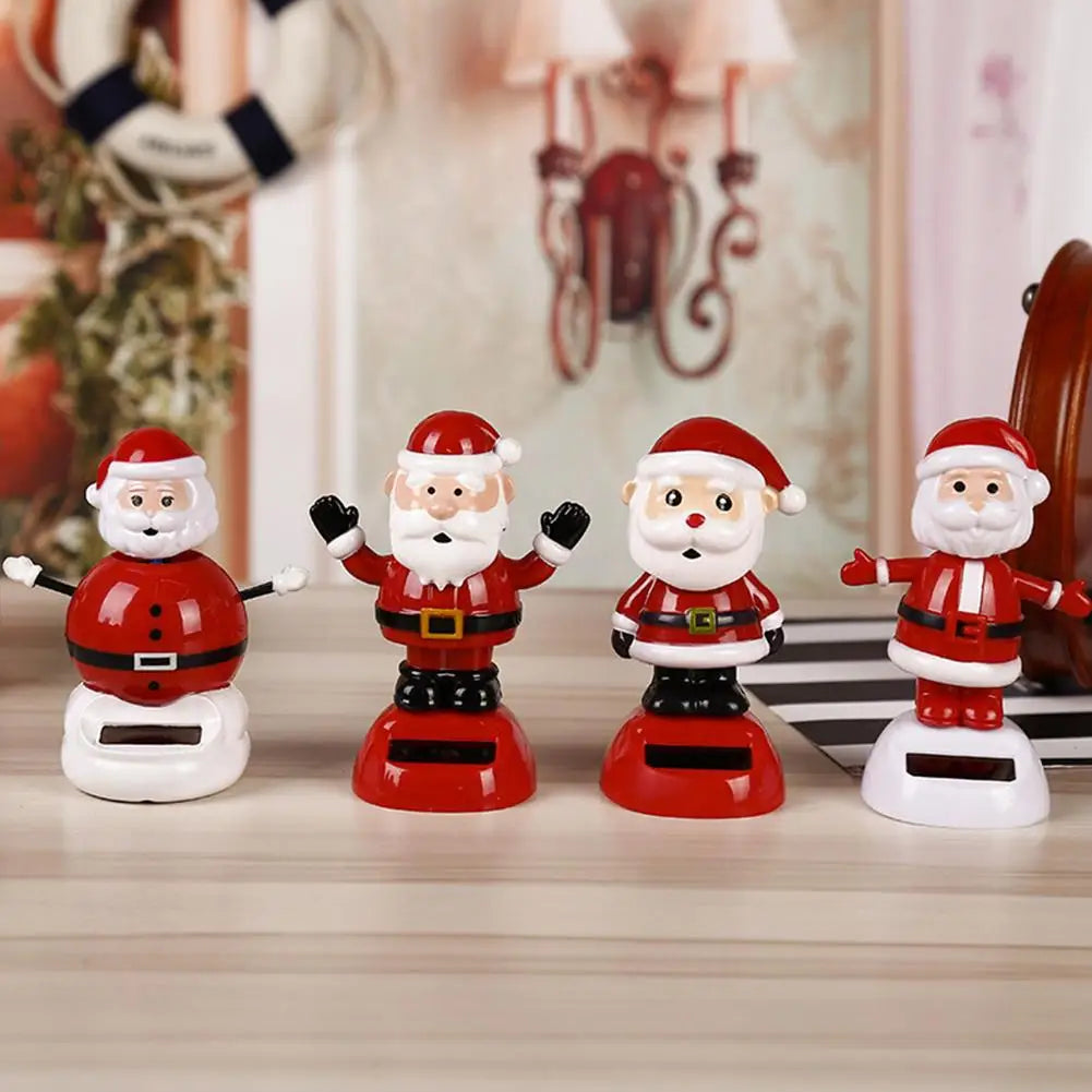 Christmas Car Decoration Solar Dancing Santa Claus Car Ornament Tree Elk Snowman Bobblehead Doll Merry Christmas Gift Accessory