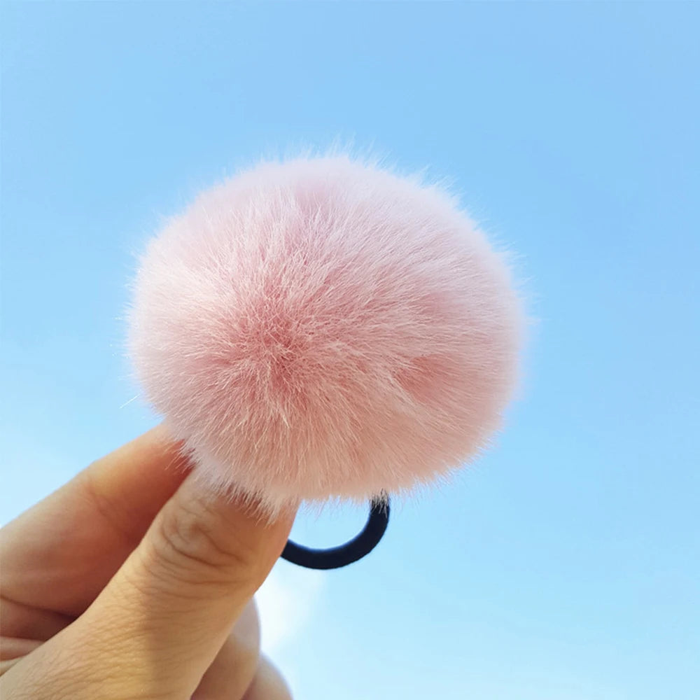 Winter Lovely Hair Ties Pompom  Hairband  Hair Rope Ponytail Holder Hair Accessories Pompom Rubber Band